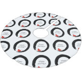 クリスマス付き禅サークル（鳥）ショウジョウコウカンチョウ ブラッシュドポリエステルツリースカート (アングル)