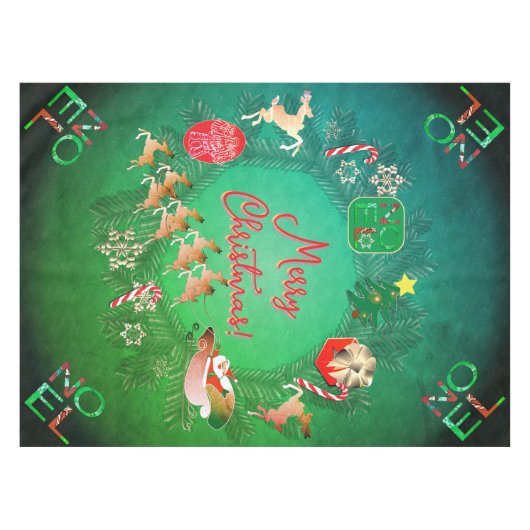 クリスマス付き/サンタのトナカイのテーブルクロス テーブルクロス (正面(横))