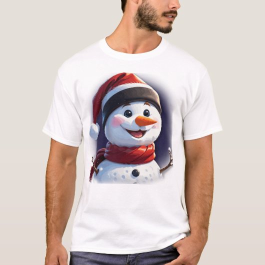 クリスマス付きTシャツ雪だるま Tシャツ (正面)