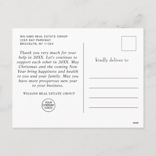 クリスマス企業のサンキューホリデー シーズンポストカード (裏面)