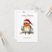 クリスマス企業のハットのロビン カード (正面/裏面インサイチュ)