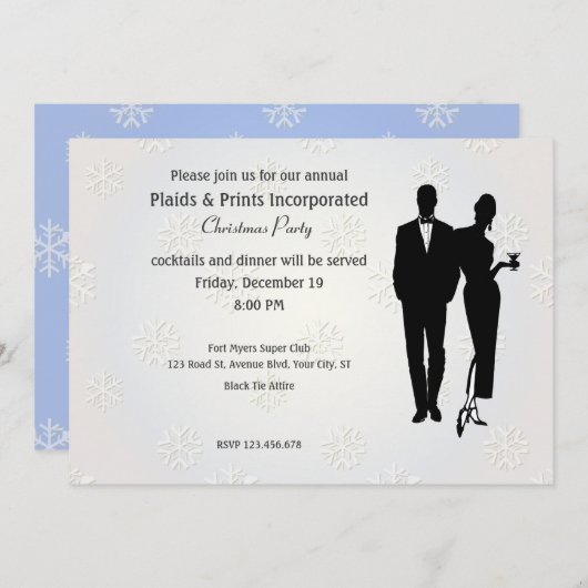 クリスマス企業のパーティーの黒いネクタイ 招待状 (正面/裏面)
