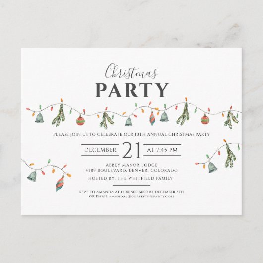 クリスマス企業のパーティーモダン素朴 インビテーションポストカード (正面)