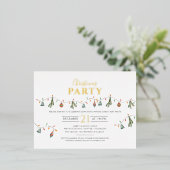 クリスマス企業のパーティー素朴金ゴールド 箔シーズンポストカード (立ち正面)