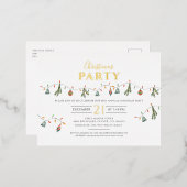 クリスマス企業のパーティー素朴金ゴールド 箔シーズンポストカード (正面/裏面)