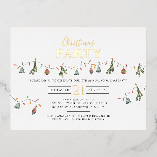 クリスマス企業のパーティー素朴金ゴールド 箔シーズンポストカード (正面)