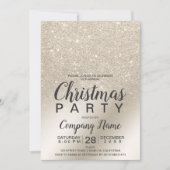 クリスマス企業のパールアイボリーグリッターグラデーション箔 招待状 (正面)