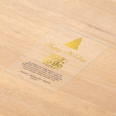 クリスマス企業の・ビジネス・ロゴ・ホリデー・金ゴールド アクリル招待状 (レイダウン)