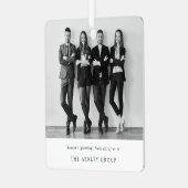 クリスマス企業の |白黒ビジネス メタルオーナメント (正面左)