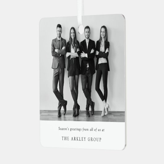 クリスマス企業の |白黒ビジネス メタルオーナメント (正面左)