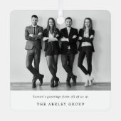 クリスマス企業の |白黒ビジネス メタルオーナメント (正面)