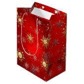 クリスマス企業ブラックタイのディナー・パーティー(赤) ミディアムペーパーバッグ (裏面アングル)