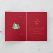 クリスマス企業ロゴ 森の雪 赤とゴールド シーズンカード (内部)
