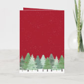 クリスマス企業ロゴ 森の雪 赤とゴールド シーズンカード (裏面)