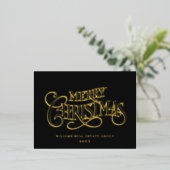 クリスマス企業向けグリーティング ゴールド 箔シーズンポストカード (立ち正面)