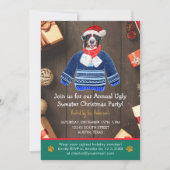 クリスマス休日のバーニーズドッグのダサいセーターのパーティー 招待状 (正面)