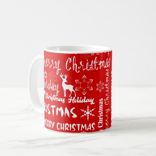 クリスマス休日、クリスマスパターン、冬 コーヒーマグカップ (正面左)