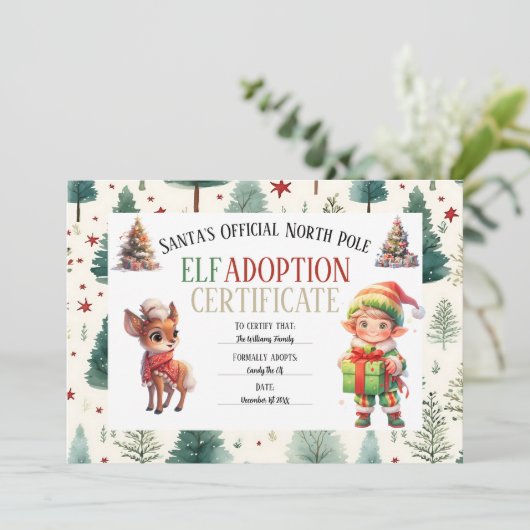 クリスマス休暇からの小妖精や小人証明書 シーズンカード (スタンド正面)