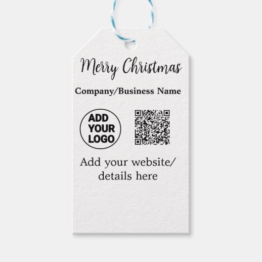 クリスマス休暇にビジネスロゴ名を追加q rコード ギフトタグ (正面)