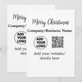 クリスマス休暇にビジネスロゴ名を追加q rコード 招待状 (正面/裏面)