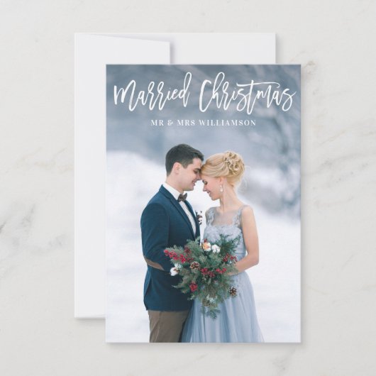 クリスマス休暇のお結婚祝い サンキューカード (正面)