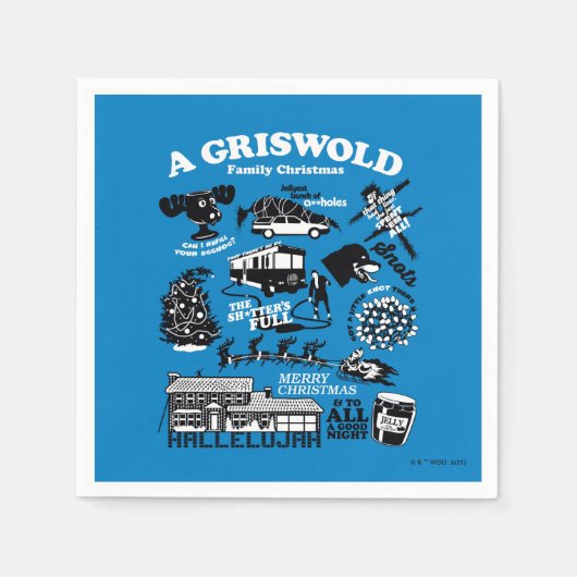 クリスマス休暇のアイコンと引用文 スタンダードカクテルナプキン (正面)