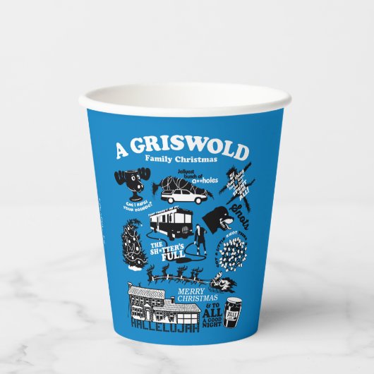 クリスマス休暇のアイコンと引用文 紙コップ (正面)