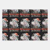 クリスマス休暇のカバが欲しいクリスマス ラッピングペーパーシート (正面)