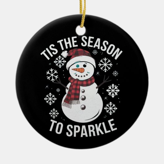 クリスマス休暇のギフトを輝かせる季節 セラミックオーナメント (正面)