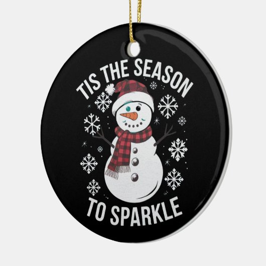 クリスマス休暇のギフトを輝かせる季節 セラミックオーナメント (左)