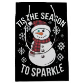 クリスマス休暇のギフトを輝かせる季節 ミディアムペーパーバッグ (正面)