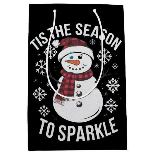 クリスマス休暇のギフトを輝かせる季節 ミディアムペーパーバッグ (正面)