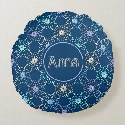 クリスマス休暇のパターン。文字。 ラウンドクッション (正面)