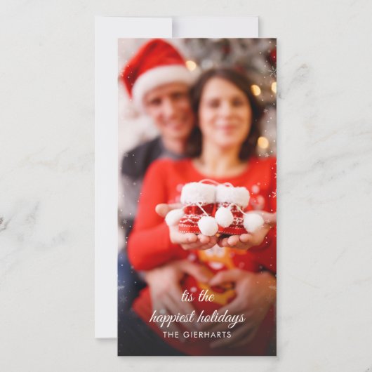 クリスマス休暇の写真 妊娠発表 シーズンカード (正面)