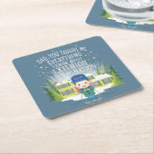 クリスマス休暇の外部照明 スクエアペーパーコースター (アングル)