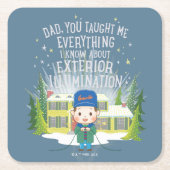 クリスマス休暇の外部照明 スクエアペーパーコースター (正面)