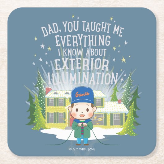 クリスマス休暇の外部照明 スクエアペーパーコースター (正面)