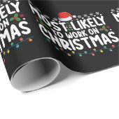 クリスマス休暇の家族Maで働く可能性が最も高い ラッピングペーパー (ロールコーナー)