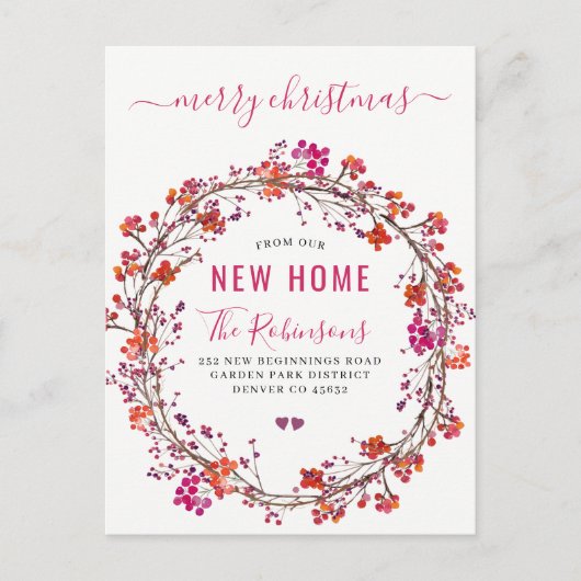 クリスマス休暇の引っ越しモダンのための新しい家 案内ポストカード (正面)