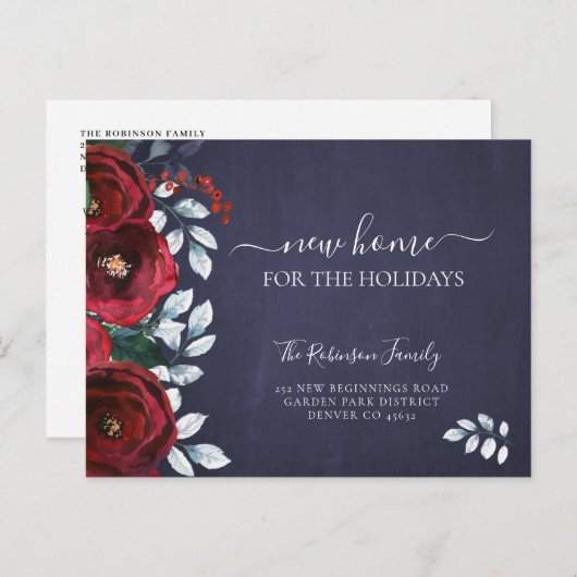 クリスマス休暇の引っ越し用の新しい家 案内ポストカード (正面/裏面)