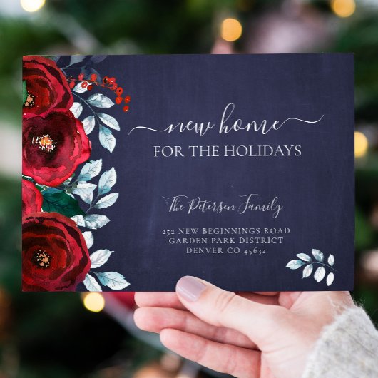 クリスマス休暇の引っ越し用の新しい家 案内ポストカード