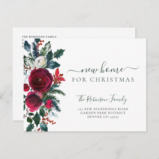 クリスマス休暇の引っ越し用の新しい家 案内ポストカード (正面/裏面)