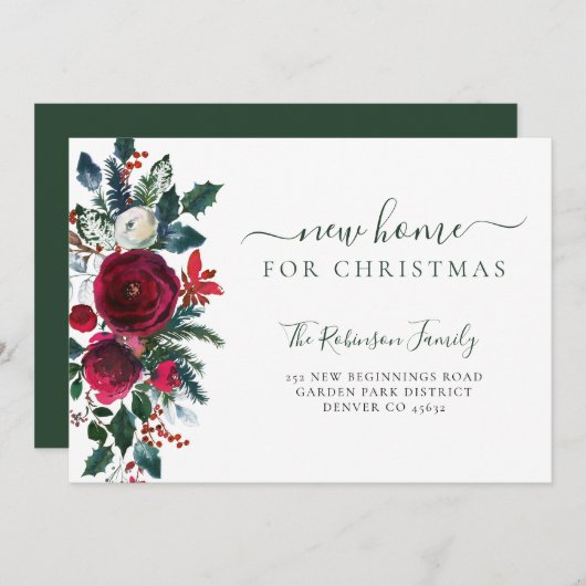 クリスマス休暇の引っ越し用の新しい家 案内状 (正面/裏面)