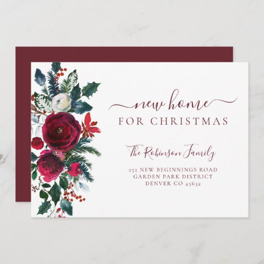 クリスマス休暇の引っ越し用の新しい家 案内状 (正面/裏面)