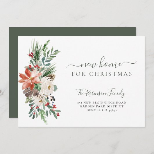 クリスマス休暇の引っ越し用の新しい家 案内状 (正面/裏面)