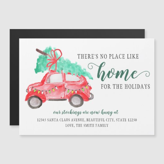 クリスマス休暇の引越し告知のための新しい家 (正面/裏面)