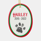 クリスマス休暇の思い出に犬の赤い緑 セラミックオーナメント (裏面)