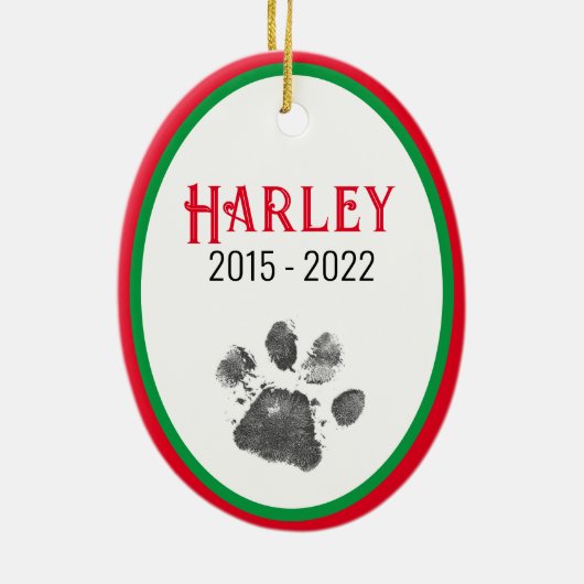 クリスマス休暇の思い出に犬の赤い緑 セラミックオーナメント (裏面)