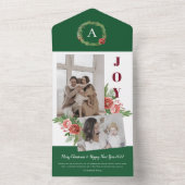 クリスマス休暇の挨拶用水色フローラカード  オールインワン招待状 (内側)