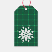 クリスマス休暇の緑の格子模様 ギフトタグ (正面)